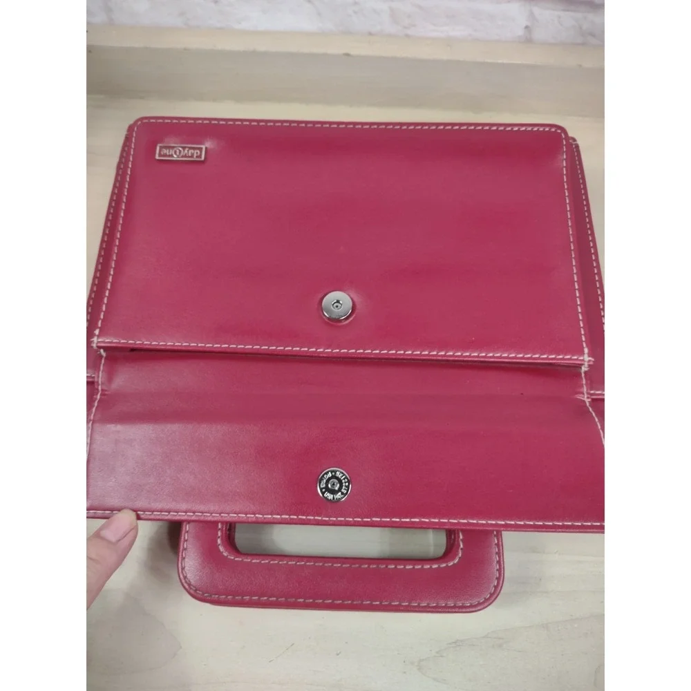 Franklin Covey Day One Planner Binder Red Retractable Handles Faux Leather *SEE